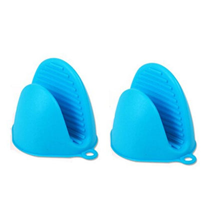 Set of 2 Silicone Pinch Grip Mitten Oven Mitt Gripper Grip Kitchen Potholder Utensil Tool, Blue - 2 Pcs