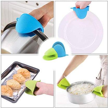 Set of 2 Silicone Pinch Grip Mitten Oven Mitt Gripper Grip Kitchen Potholder Utensil Tool, Blue - 2 Pcs