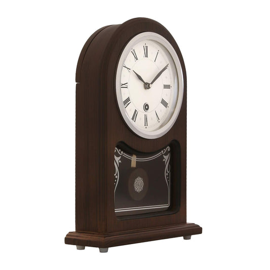 Decorative Vertical Wooden Analog Pendulum Home Decor Roman Figure Table/Desk Clock with Sweep Movement (Size: 23 x 8 x 33.5 CM | Weight: 1240 grm | Color: Rosewood)