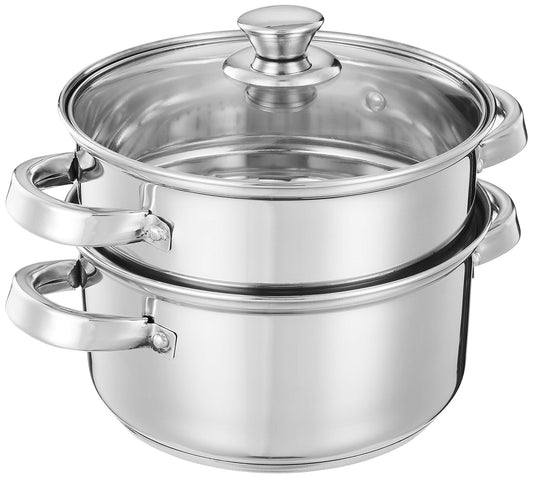 Stainless Steel Induction Bottom Steamer/Modak/Momo Maker with Glass Lid (2 litres)