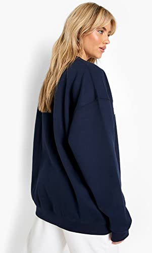 Women's Loop Knit Round Neck Sweatshirt (GRLW11_NVYSTR_P_Navy_S)