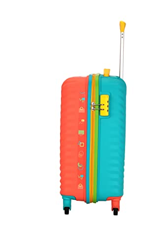 Trolley Bag for Travel | Splash 55 Cms Polycarbonate Hardsided Small Cabin Luggage Bag | Suitcase for Travel | Trolley Bag for Travelling, Coral/Teal