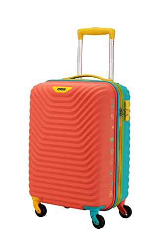 Trolley Bag for Travel | Splash 55 Cms Polycarbonate Hardsided Small Cabin Luggage Bag | Suitcase for Travel | Trolley Bag for Travelling, Coral/Teal