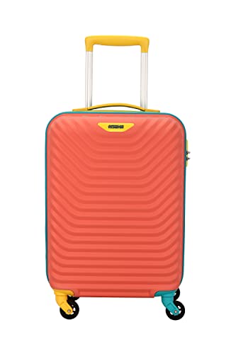 Trolley Bag for Travel | Splash 55 Cms Polycarbonate Hardsided Small Cabin Luggage Bag | Suitcase for Travel | Trolley Bag for Travelling, Coral/Teal